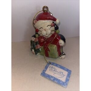 Whimsiclay by Amy Lacombe "Noel" Ornament 10810 2008 Kitty With Gift Boxes
